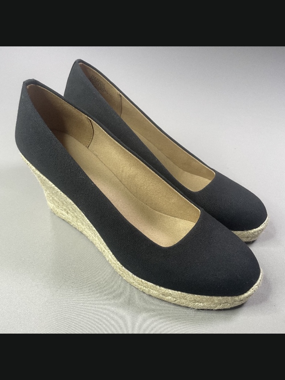 NEW J Crew Shoes Womens 8 black brown wedge heels jute preppy summer casual